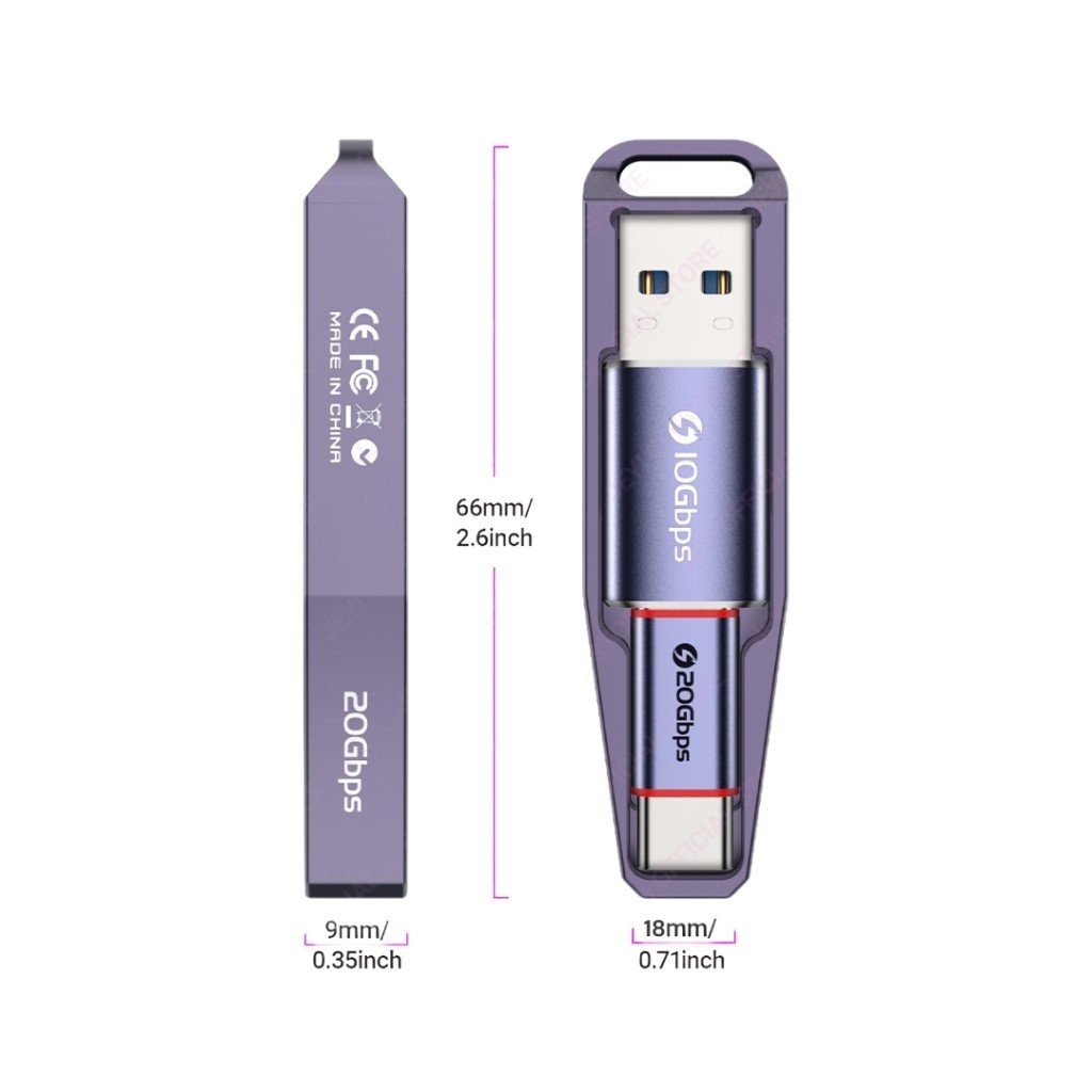 مبدل 2 در 1 تایپ سی به تایپ سی و تایپ سی به تایپ اِی جیی مدل JEYI 2 in 1 USB-C to USB-C And USB-C to USB-A Data Cable Converter