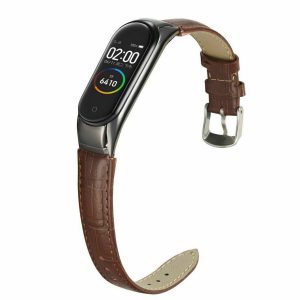 بند چرمی میبند مدل Crocodile Leather مناسب برای Mi Band 3 / Mi Band 4